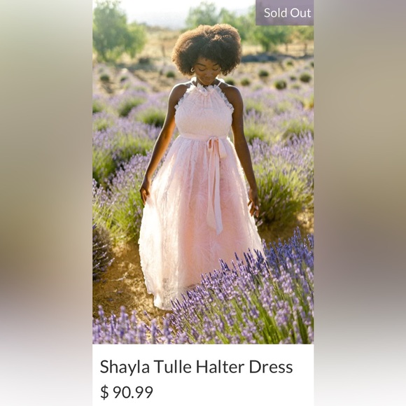 NWT Shayla Tulle Halter Dress in Light Pink - Size Medium - Picture 2 of 13